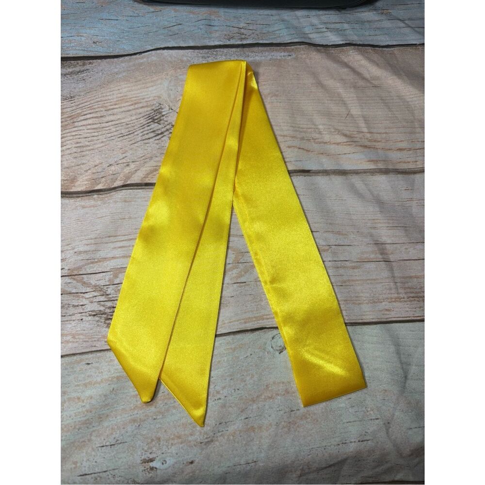 New Bright Yellow Satin Scarf Tie Twilly Purse Bag 1.5” x 40” - Picture 3 of 4